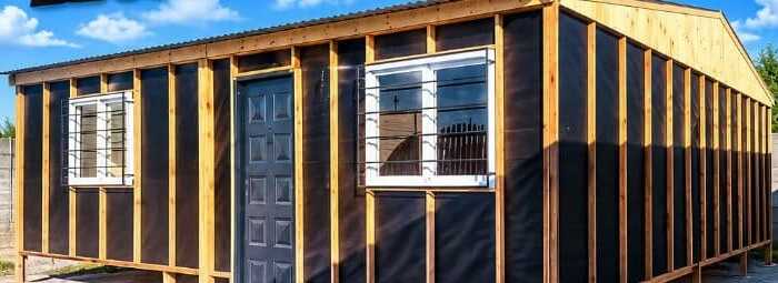 Casilla de 48 m² del fabricante con ruberoy exterior, ventanas de aluminio con rejas y puerta de chapa reforzada